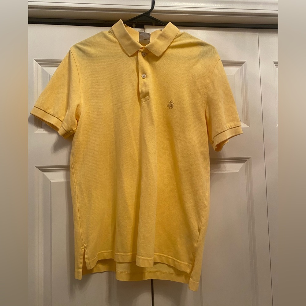 Brooks Brothers 346 Performance Polo Shirt Medium Slim Fit Cotton Yellow￼